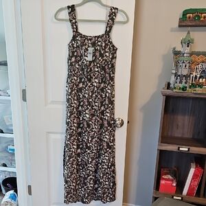 LOFT Black and White Floral Maxi Dress